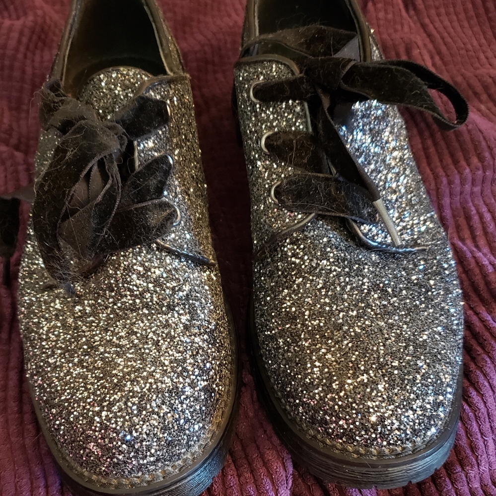 Worn once, size 8 black glitter dress shoes